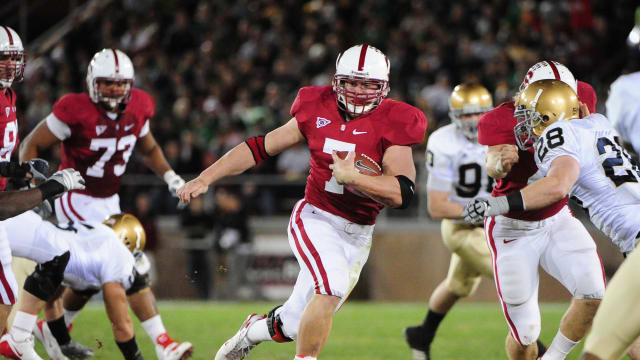 November 28, 2009; Stanford, CA, USA; Stanford Cardinal running back Toby Gerhart (7) carries the ball during the first quarter against the Notre Dame Fighting Irish at Stanford Stadium. The Fighting Irish defeated the Cardinal 45-38. Mandatory Credit: Kyle Terada-USA TODAY Sports