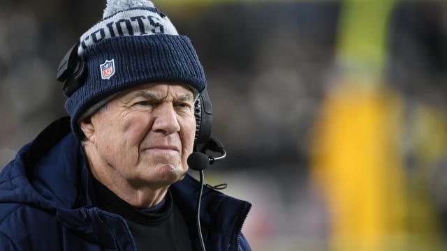 Dec 7, 2023; Pittsburgh, Pennsylvania, USA; New England Patriots head coach Bill Belichick walks the sidelines against the Pittsburgh Steelers during the fourth quarter at Acrisure Stadium.
