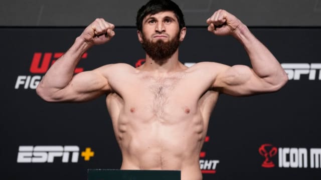 Magomed Ankalaev weighs in for a UFC card.