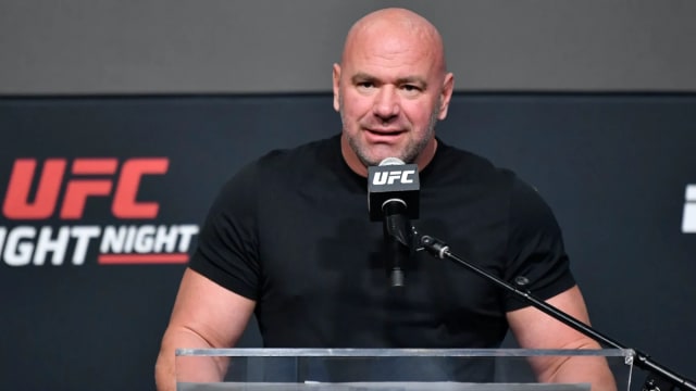 UFC CEO Dana White speaks to reporters during a UFC Fight Night press conference.