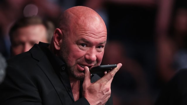 UFC CEO Dana White on his smartphone during an event.