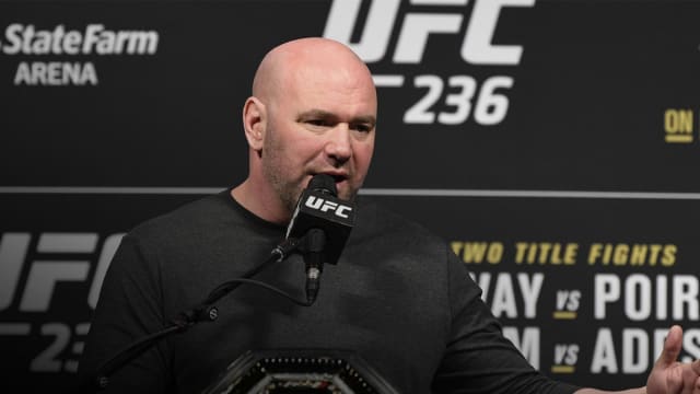 Dana White, UFC CEO, speaks to reporters.