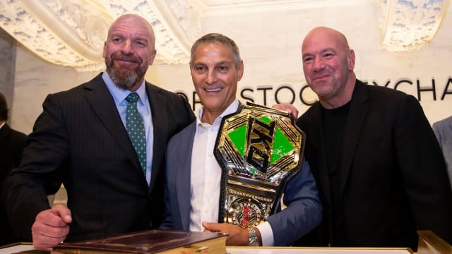 TKO partners Dana White and WWE chief content officer Triple H with Ari Emanuel.