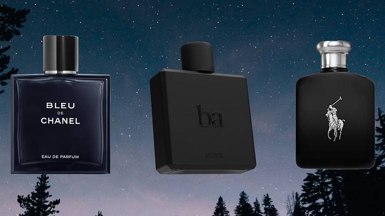 cologne blue bottle silver top