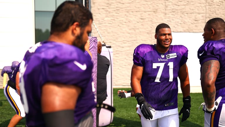Minnesota Vikings left tackle Christian Darrisaw is finding his comfort zone