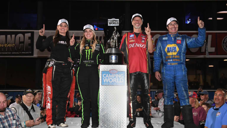 NHRA world champs crowned at Pomona: B. Force, Capps and M. Smith join Enders
