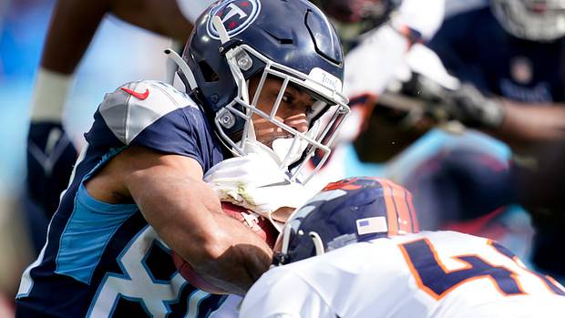 Tennessee Titans wide receiver C.J. Board (80) is stopped on a punt return in the second quarter at Nissan Stadium Sunday, Nov. 13, 2022, in Nashville, Tenn.
