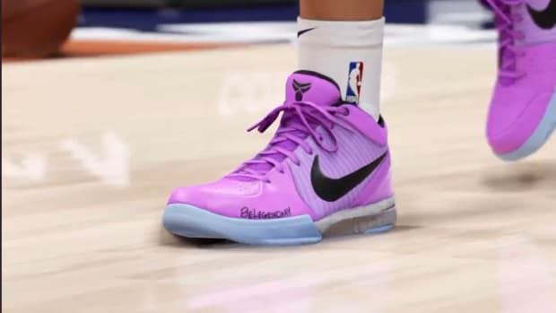 Phoenix Suns guard Devin Booker wears the Nike Kobe 4 Protro in the newest NBA 2K23 trailer.