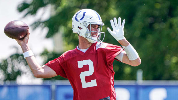 The Indianapolis Colts QB, Matt Ryan, (2,) throws a pass at Colts Camp on Wednesday, Aug. 3, 2022, at Grand Park Sports Campus in Westfield Ind. Finals 13