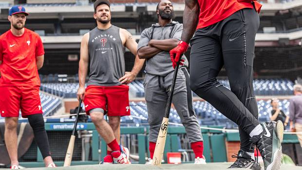 A.J. Brown took batting practice with the Phillies on June 6