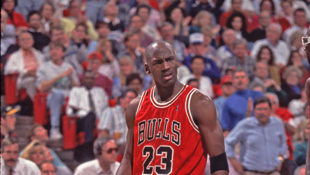 (1993) Chicago Bulls guard Michael Jordan vs. the Orlando Magic at the Orlando Arena