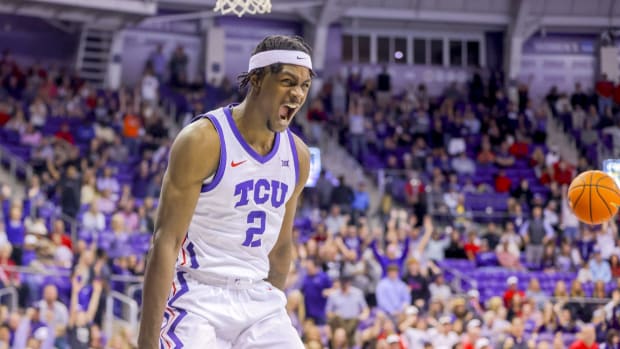 Emanuel Miller is fired up at a TCU home game.