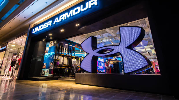 View of Under Armour's Las Vegas Brand House storefront.