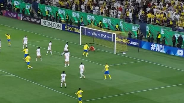 Cristiano Ronaldo pictured moments before he missed from four yards during Al Nassr's home game against Al Ain in March 2024
