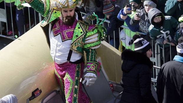 Philadelphia Eagles center Jason Kelce at the Super Bowl 52 victory parade. Nfl Super Bowl Lii Champions Philadelphia Eagles Celebration