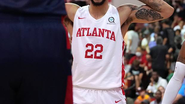 Atlanta Hawks forward Tyrese Martin celebrates during NBA Summer League. The rookie could be on the Hawks biggest surprises next season.