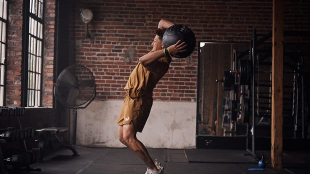 Patrick Mahomes training in an adidas photo shoot.