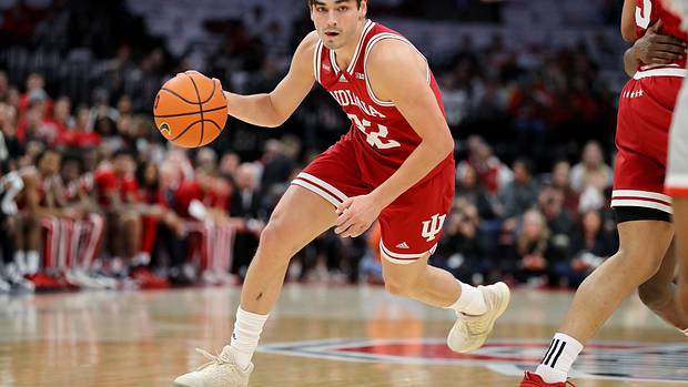 Indiana Hoosiers guard Trey Galloway (32) dribbles during the first half against the Ohio State Buckeyes at Value City Arena.