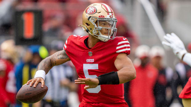 Trey Lance could be available for trade after the 49ers named Sam Darnold the backup quarterback to Brock Purdy.