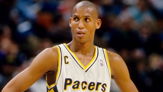Indiana Pacers guard Reggie Miller (31) in action at Market Square Arena.
