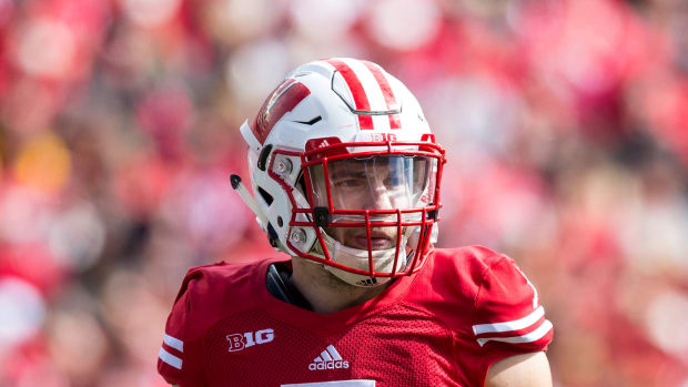 Wisconsin safety Michael Caputo during a game at Camp Randall Stadium (Credit: Jeff Hanisch-USA TODAY Sports)