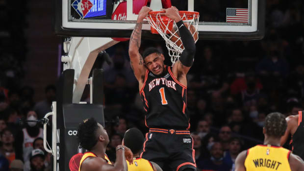 The New York Knicks face the Atlanta Hawks on January 15, 2022.