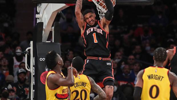The New York Knicks face the Atlanta Hawks on January 15, 2022.