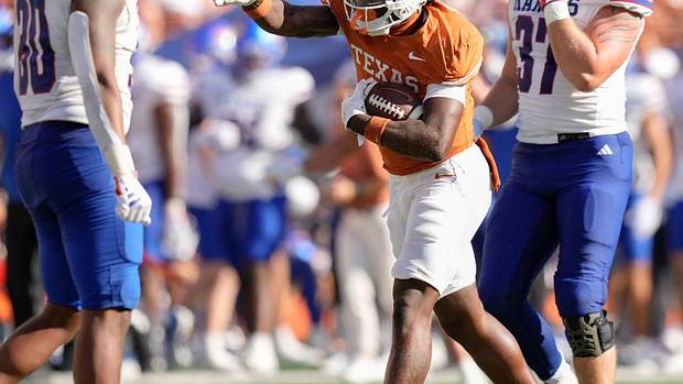 Johntay Cook after catching a pass for a first down vs. Kansas