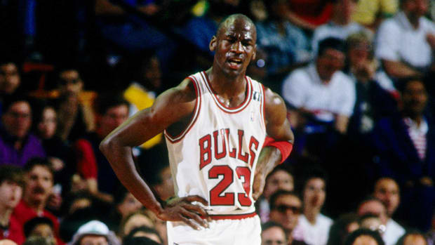 May 1989; Chicago Bulls guard Michael Jordan during the 1988-89 NBA Eastern Conference Finals against the Detroit Pistons at Chicago Stadium