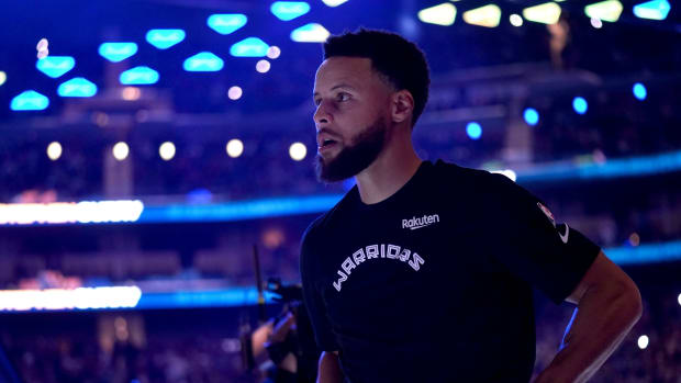 November 23, 2022; Golden State Warriors guard Stephen Curry during pregame introduction at the Chase Center