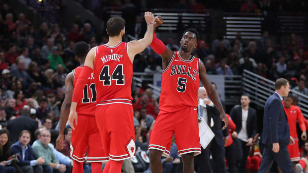 (2017) Chicago Bulls forwards Nikola Mirotic and Bobby Portis