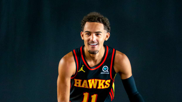 Trae Young poses for a photo at Media Day.