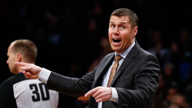 Jan 21, 2019; Brooklyn, NY, USA; Sacramento Kings head coach Dave Joerger reacts against the Brooklyn Nets in the fourth quarter at Barclays Center.
