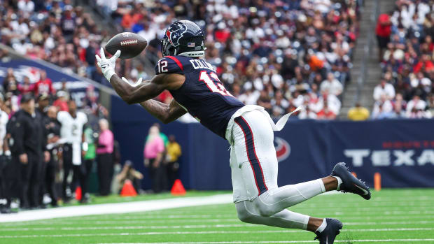 Texans wide receiver Nico Collins makes a reception during the second quarter against the New Orleans Saints at NRG Stadium.