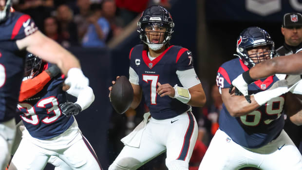 Texans quarterback C.J. Stroud in a 2024 AFC wild card game against the Cleveland Browns at NRG Stadium.