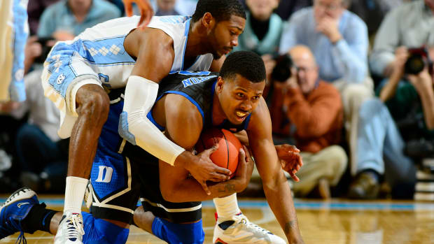 UNC basketball guard Dexter Strickland versus Duke's Tyler Thornton