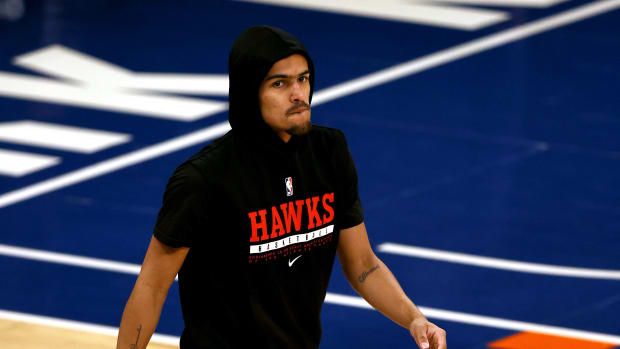 Trae Young during warmups at Madison Square Garden.