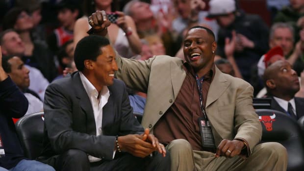 Chicago Bulls former players Scottie Pippen and Horace Grant at the United Center.