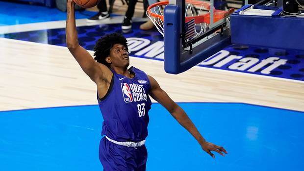 Jalen Williams participates during the NBA Draft Combine at Wintrust Arena.