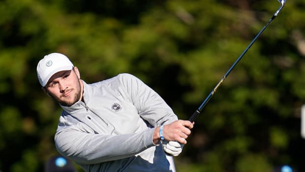 Josh Allen hits a shot at the 2022 AT&T Pebble Beach Pro-Am.