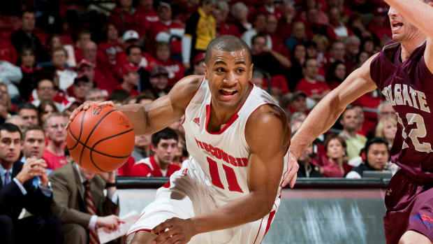 Wisconsin guard Jordan Taylor drives to the basketball with the Badgers (Credit: UW Athletics)