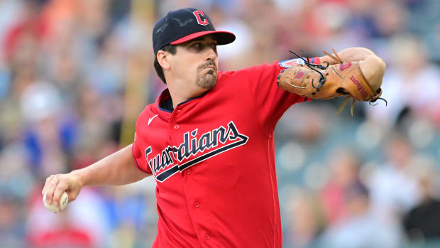 Sep 1, 2023; Cleveland, Ohio, USA; Cleveland Guardians pitcher Cal Quantrill (47) throws a pitch during the first inning against the Tampa Bay Rays at Progressive Field. Mandatory Credit: Ken Blaze-USA TODAY Sports