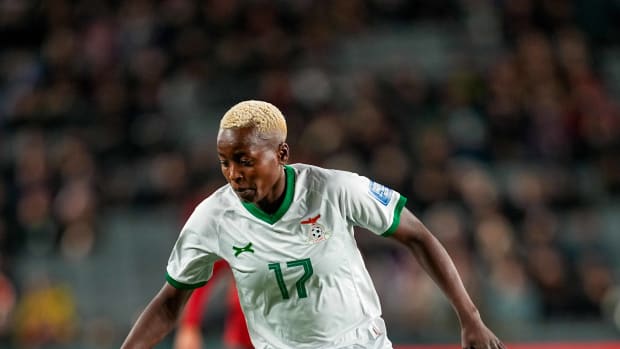 Racheal Kundananji pictured in action for Zambia at the 2023 FIFA Women's World Cup