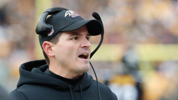 Mike Macdonald is in his second season as the Ravens' defensive coordinator. 