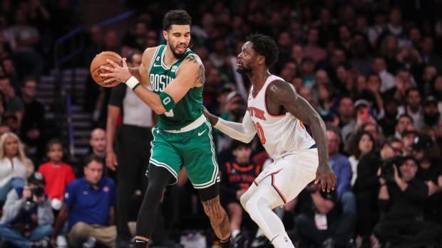 Boston Celtics forward Jayson Tatum, New York Knicks forward Julius Randle