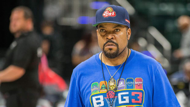 Big3 founder Ice cube at the opening weekend game at Banker's Life Fieldhouse.