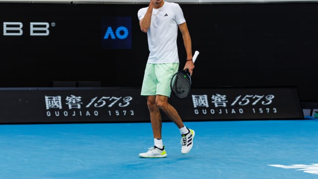 Alexander Zverev celebrates during the 2024 Australian Open.