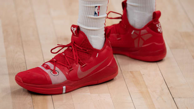 Toronto Raptors guard Armoni Brooks wears the Nike Kobe AD shoes against the Indiana Pacers on March 26, 2022.