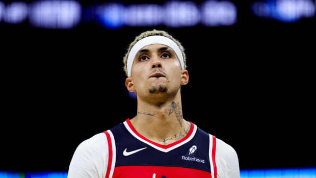 Washington Wizards forward Kyle Kuzma (33) looks on during a break in play against the Orlando Magic in the fourth quarter at Amway Center.