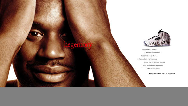 A 1996 Reebok advertisement for Shaquille O'Neal's sneakers.